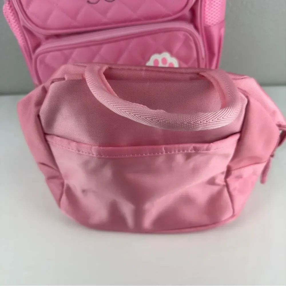 NWT Charming Pink Cat Kids Backpack and Lunch Bag Set